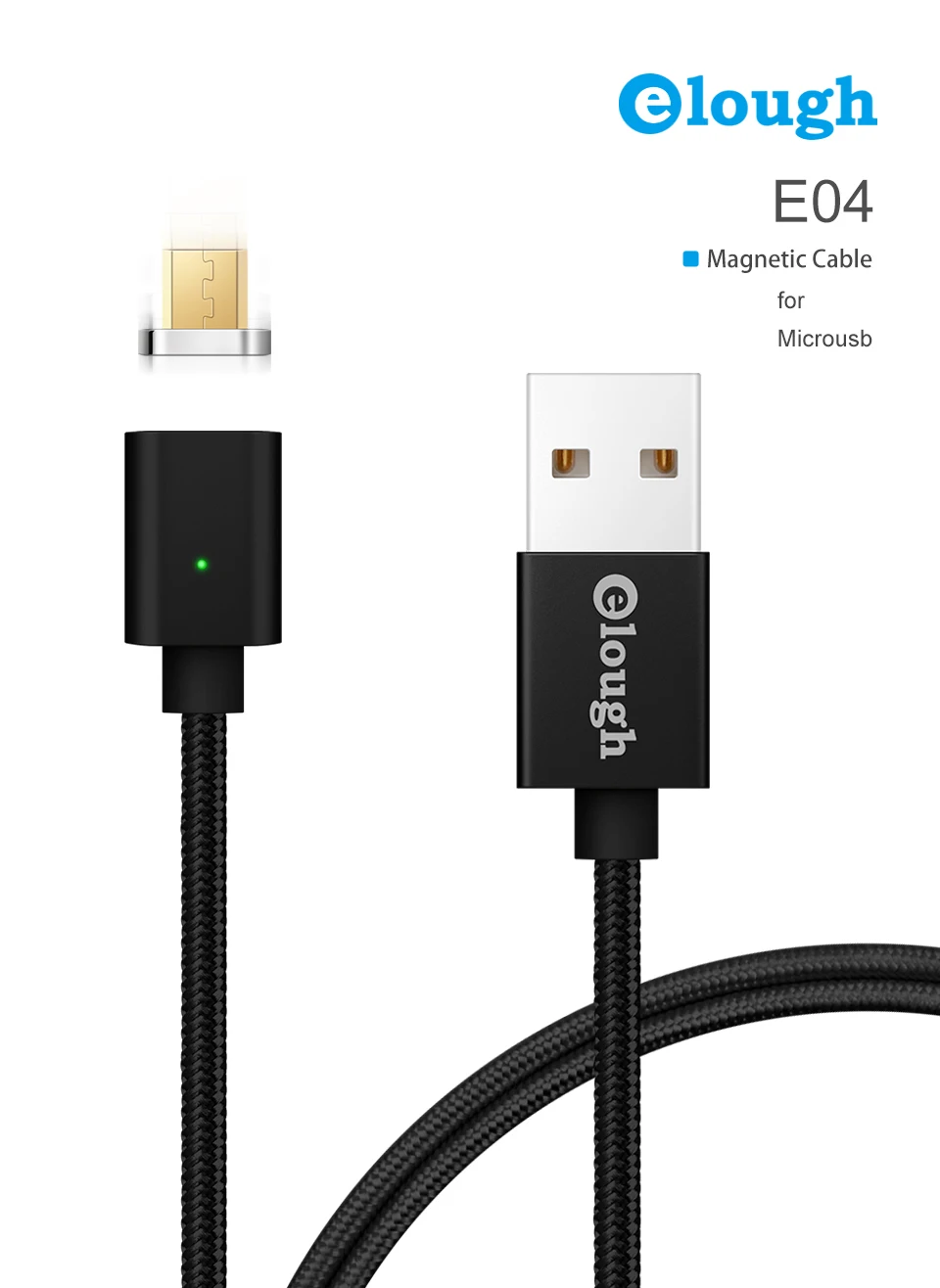 Elough E04 Micro USB Магнитный зарядный кабель для передачи данных для huawei Android кабель usb Micro кабель Магнитный зарядный провод плетеный