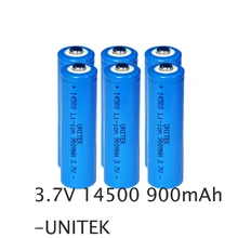 6 шт UNITEK ICR 14500 литий-ионная батарея 3,7 v 900mah aa Размер перезаряжаемая литий-ионная цилиндрическая батарея для лазерного фонарика