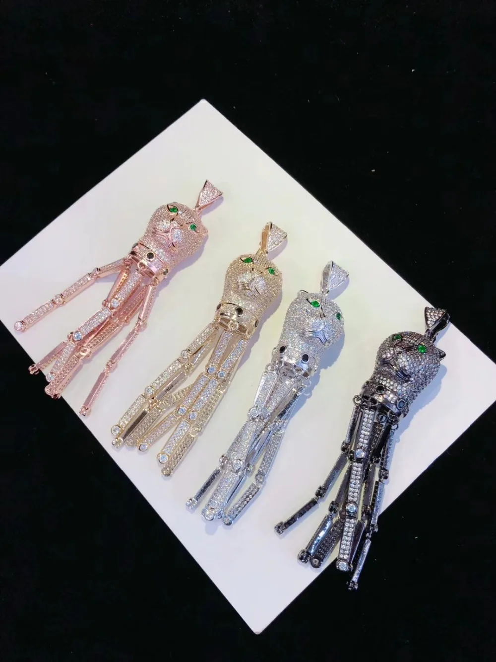 

Y105 Tiger Golden plated Paved CZ Necklace Pendant Clasp Cubic Zirconia Jewelry Connector DIY Fine Jewellery Making