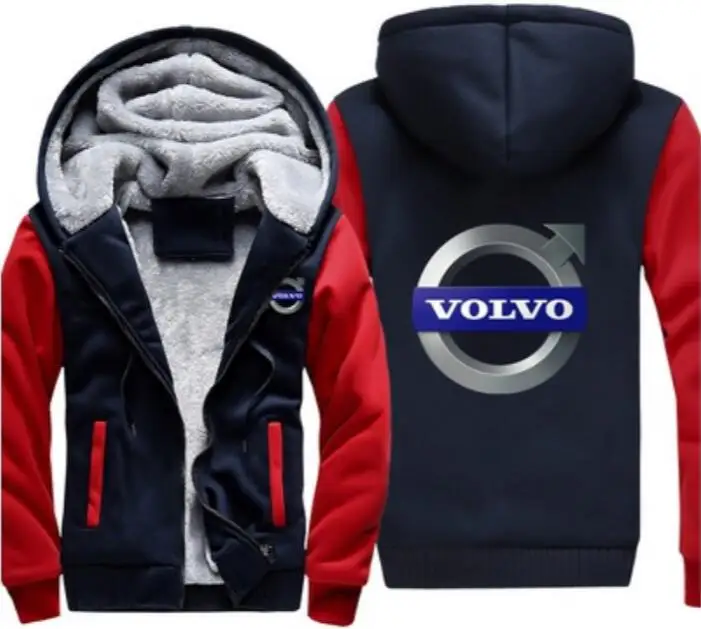 

Fashion high-end men's volvo hoodie thickening jacket hooded sports zipper thick coat