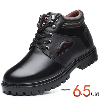 

Only One EUR Size 42 Men's Height Increase 6 cm Elevator Ankle Wool Snow Boots Genuine Leather Waterproof Keep Warm in Winter
