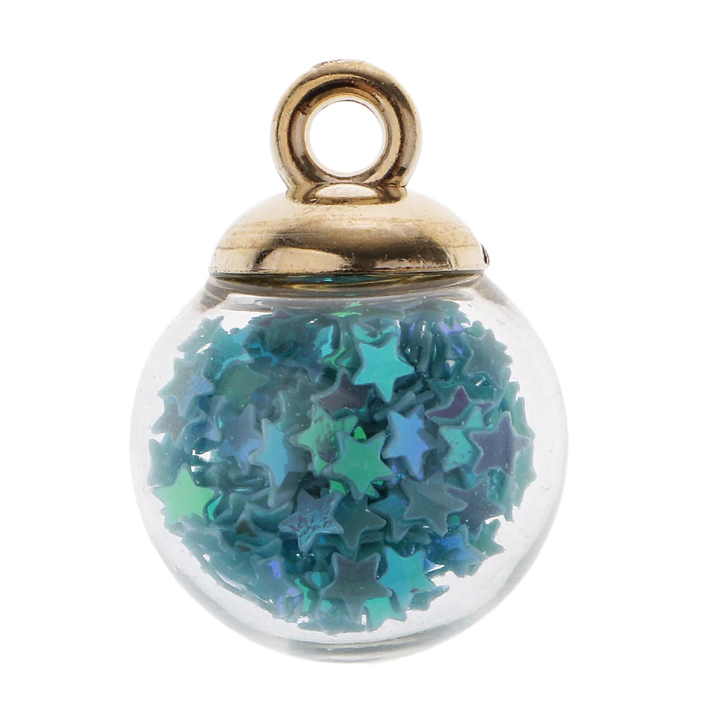 20pcs 16mm Colorful Transparent Glass Ball Star Charms Pendant Finding for Hair Jewelry Accessories Earring Jewelry Making