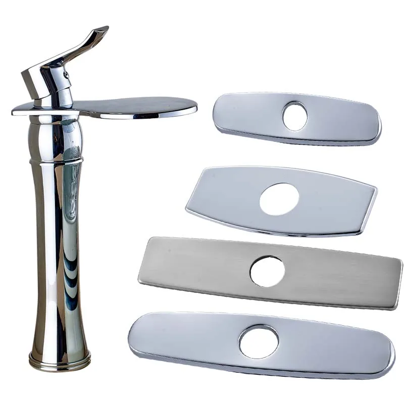 Bright Chrome Waterfall Spout Basin Faucet Taps Single Lever Bathroom Hot and Cold Mixer Cock Brass