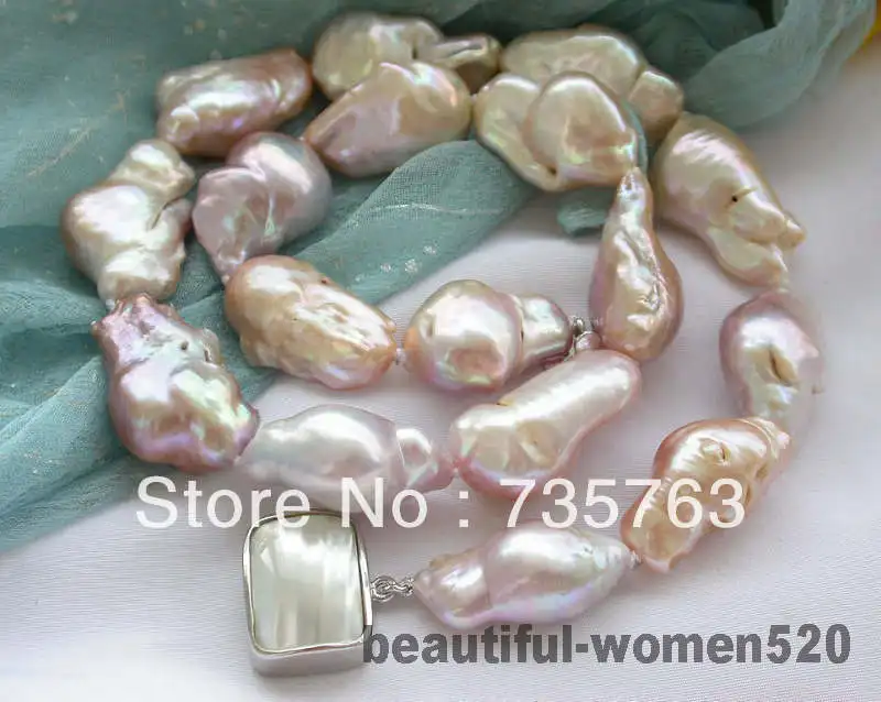 

HOT 00172 Natural 17" pink purple keshi reborn pearl necklace