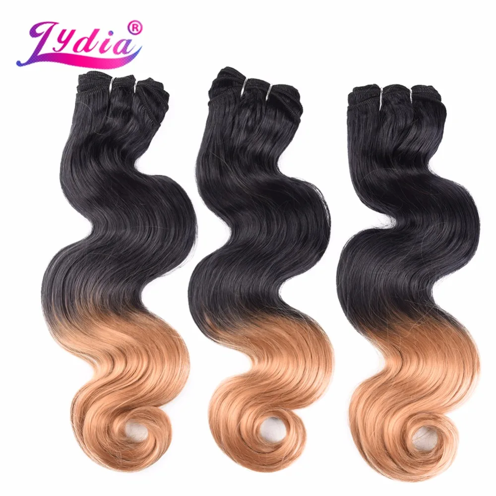 Lydia Hair Extension Body Wave 16"-26" Ombre Color T1B/27 3Pieces/lot Synthetic Hair Weaving For Women Bundles