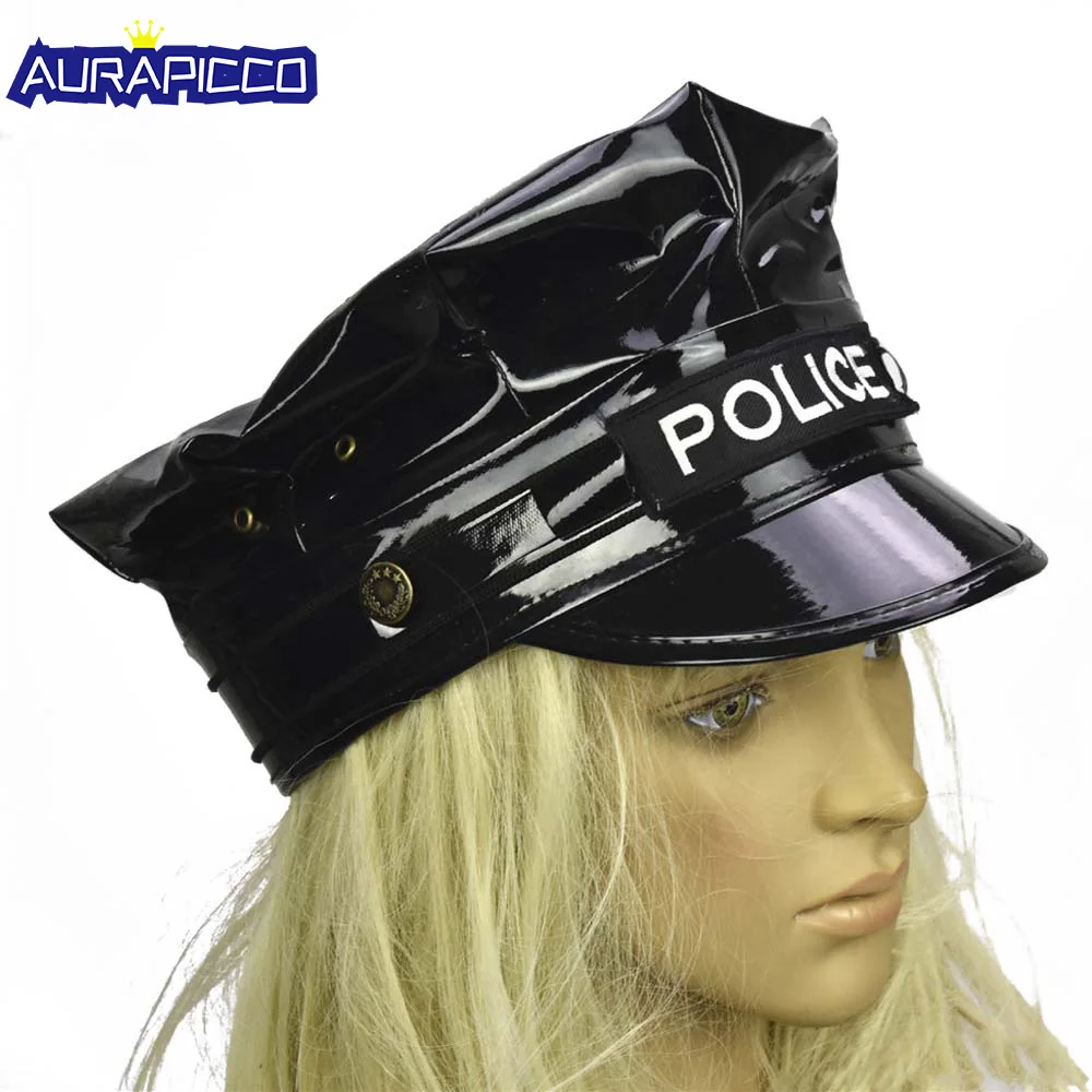 Police Officer Costume Hat Black 