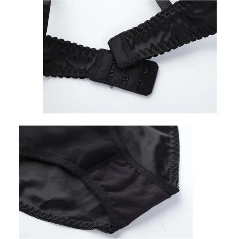 Women Lace Sexy Demi Bra Set Mesh Brief Underwire Back Closure Push up Underwear (11)
