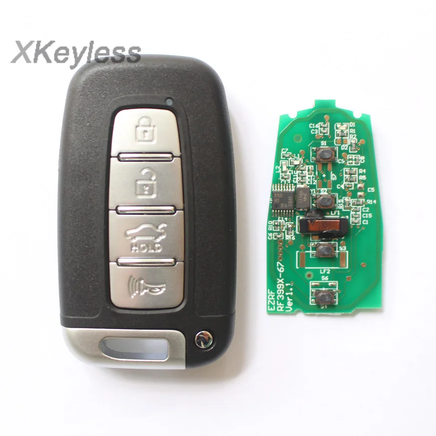Для Hyundai ix35 i30 Sonata Elantra Santa Fe 4 кнопочный фоб смарт-брелок 433 МГц бесключевой запуск |
