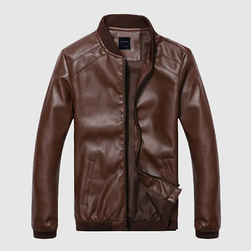 Куртка мужская Для мужчин, Классическая детская кожаная куртка мужской PU искусственная кожа Тонкий Пальто для езды на мотоцикле, меховое пальто, байкерские куртки мужские, весенне-осенние, одежда Slim Fit - Цвет: Coffee