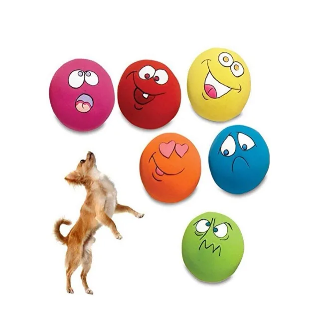 Squeaky Pet Toys for Cat Dog Teeth Squeaker Ball Puppy Squeaky Sound Face Fetch Play Toy 6 Pcs/Set