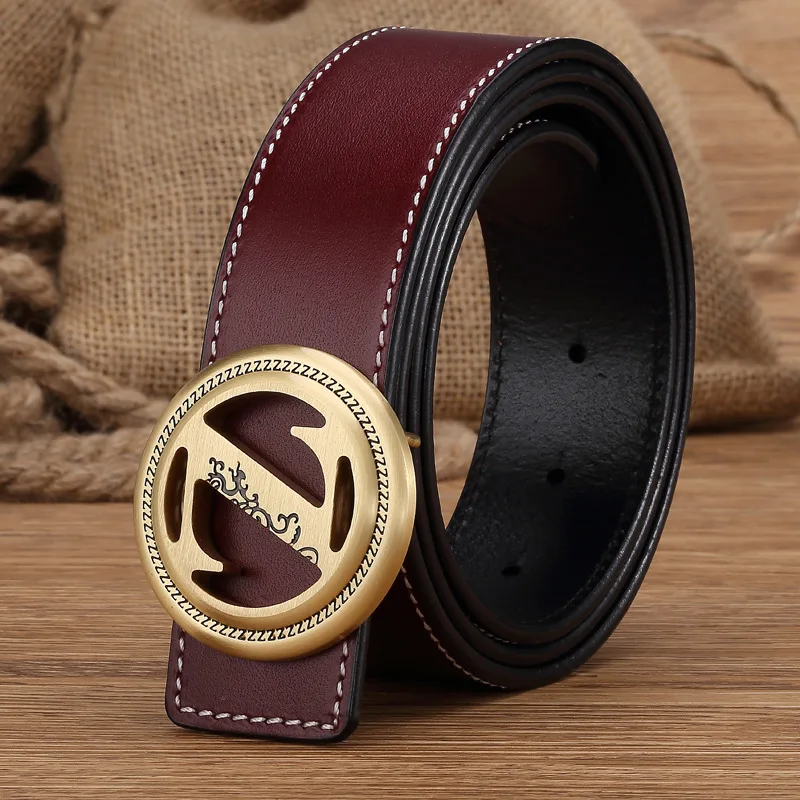 Designer Belts Solid Brass Letter Z Belt Buckle Genuine Leather Men