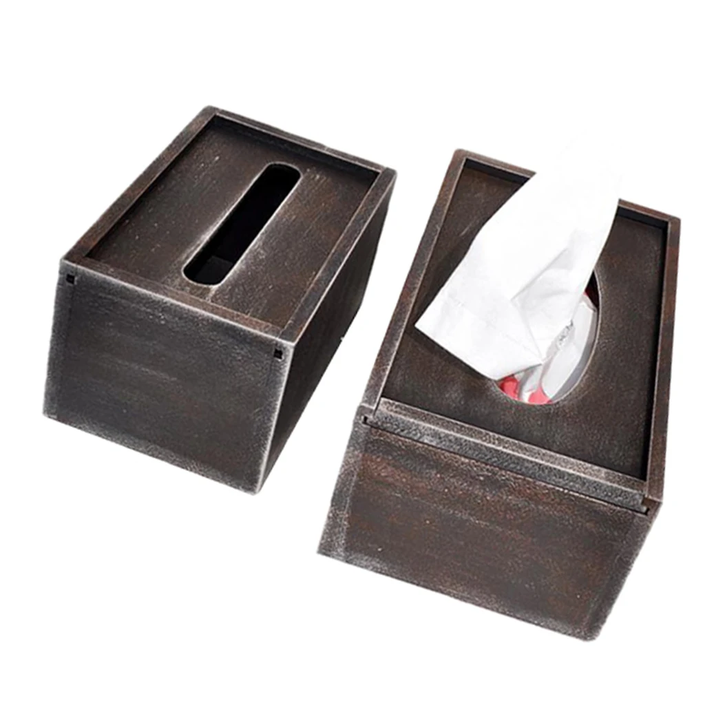 Vintage Style Wood Tissue Box Cover Tissue Paper Dispenser Home Office Decor