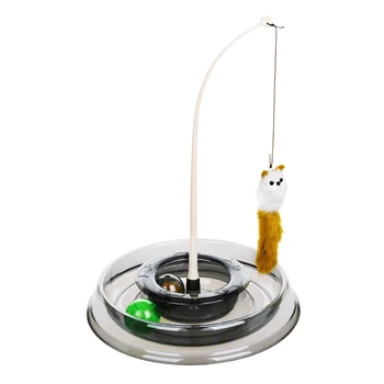 

Pet Cat Toy Circular Turntable Toy Cat Teaser with Little Mouse Balls with Catnip Interactive