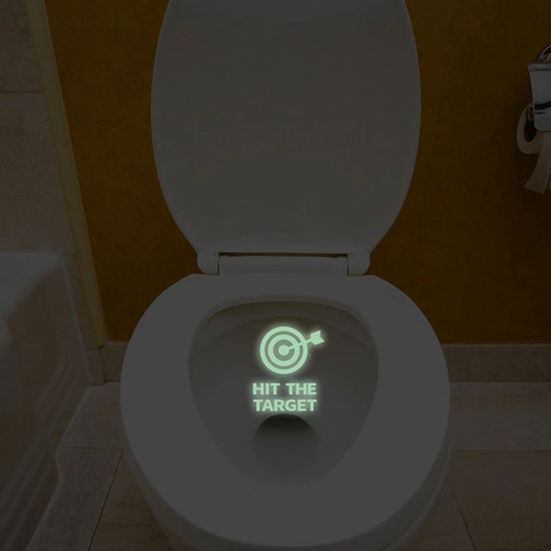 XQK Luminous Toilet Sticker Bathroom Door Stickers Glow in the dark WC Indoor Vinyl Decals Wall Decoration Toilet