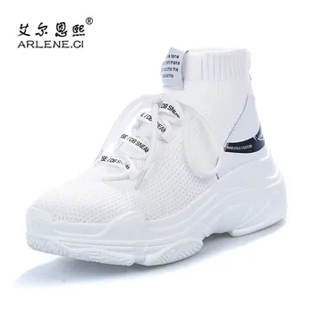 

2018 New Brand Outdoor Running Shoes for Women Sock Footwear Sports Shoes Woman Athletic Breathable Height Increasing Sneakers