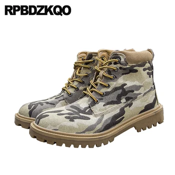 

combat military canvas shoes 2018 designer army denim camouflage boots chunky british style tactical durable booties lace up men