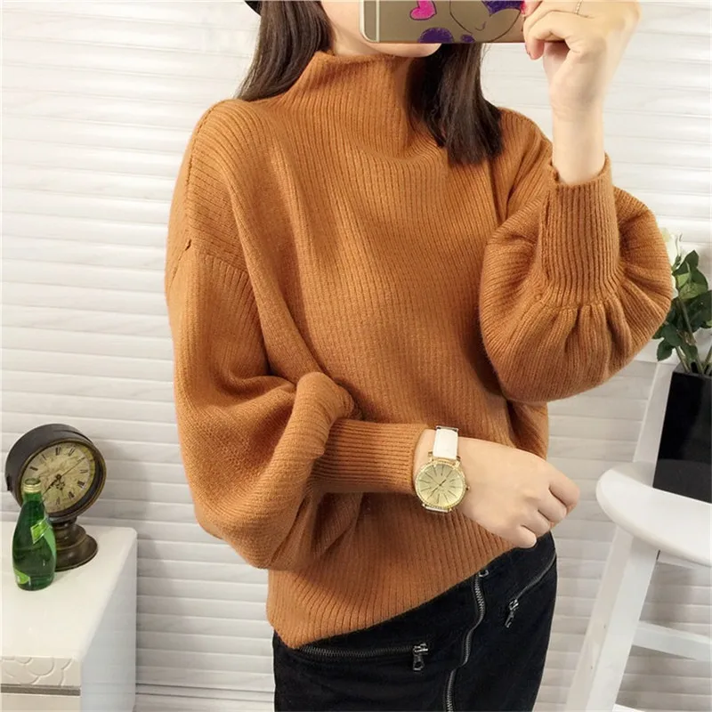

2017 New Winter Women Sweaters Fashion Turtleneck Batwing Sleeve Pullovers Loose Knitted Sweaters Female Jumper Tops S7