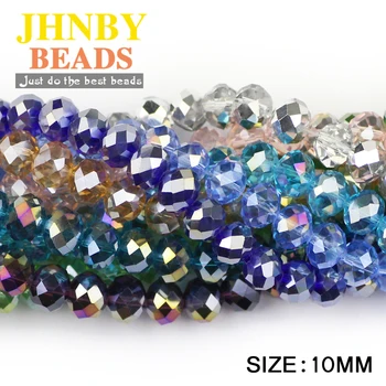

JHNBY Faceted Austrian crystal beads ball 10x8mm 20pcs Flat Round Rhinestone Loose beads for jewelry making women bracelets DIY