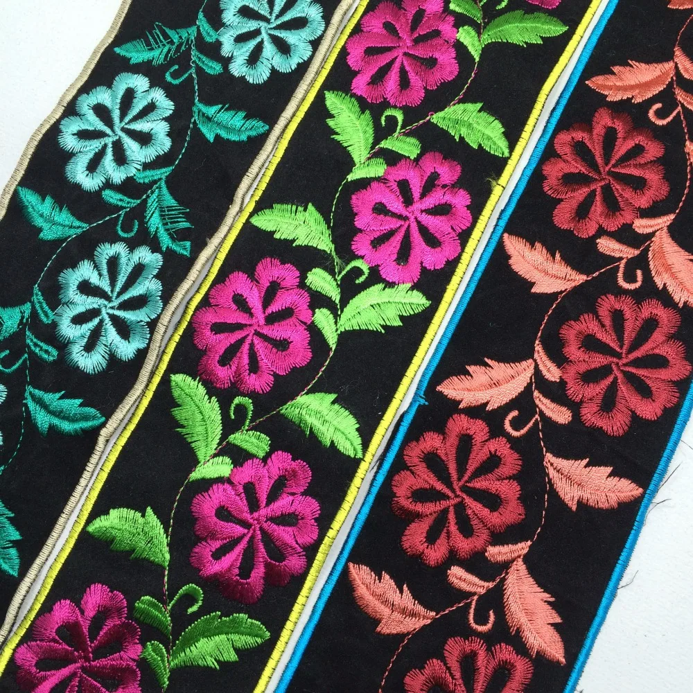 1 yard width 65cm ethnic handmade accessories black bottom embroidered 1 yard width 65cm ethnic handmade accessories black bottom embroidered