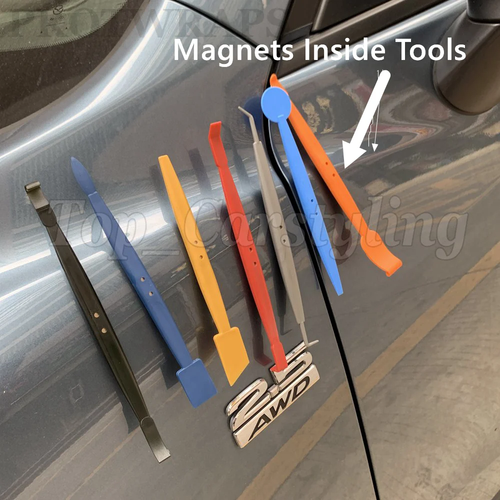 Edge finished Magnetic Squeegee Tools Kit Car Sticker Tints Headlight Film Carbon Magnetic Scraper Tool  (7)