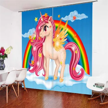 

3D Window Curtains Cartoon Unicorn Print for Living Room Bedding Room Home Decor Tapestry Wall Carpet Drapes Cotinas #DJS19