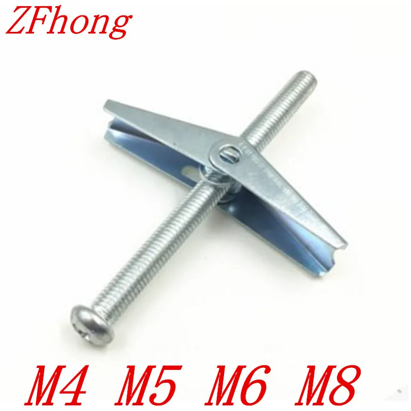 10pcs/lot M4/M5/M6/M8 with Screw Spring Wing Toggle Anchor Bolt With