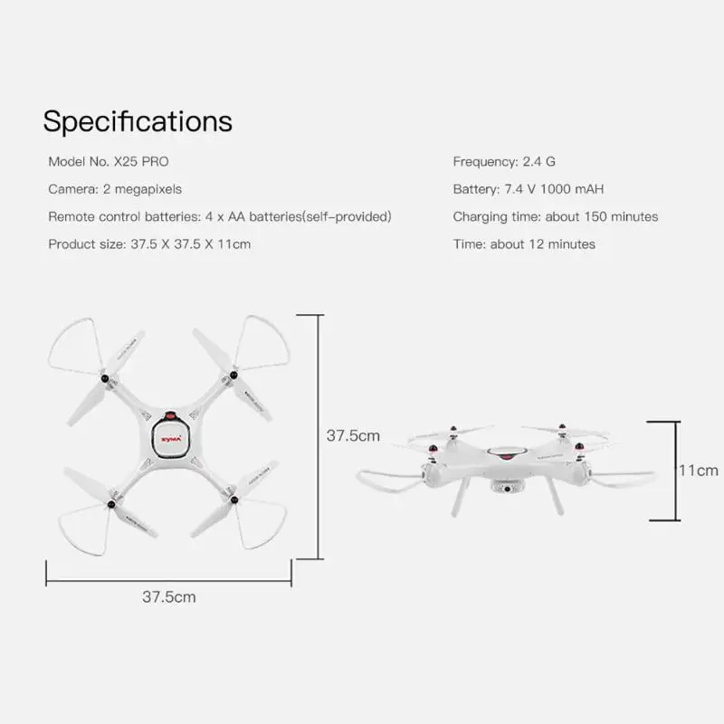 SYMA X25PRO 2,4G RC Дрон с Wi-Fi gps удержание высоты Квадрокоптер с камерой 720 P