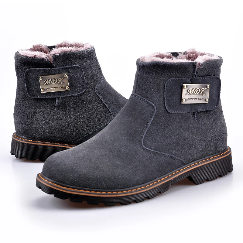 

New Cool Snow Boots Men Black Brown Mens Winter Fur Boots Comfortable Men Thick Sole Shoes Slip-On Fashion Boots For Male