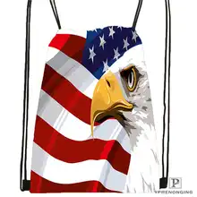 Customeagle with american flag 1Drawstring BackpackBagforManWoman Cute Daypack Kids Satchel Black Back 31x40cm 20180611 03 137