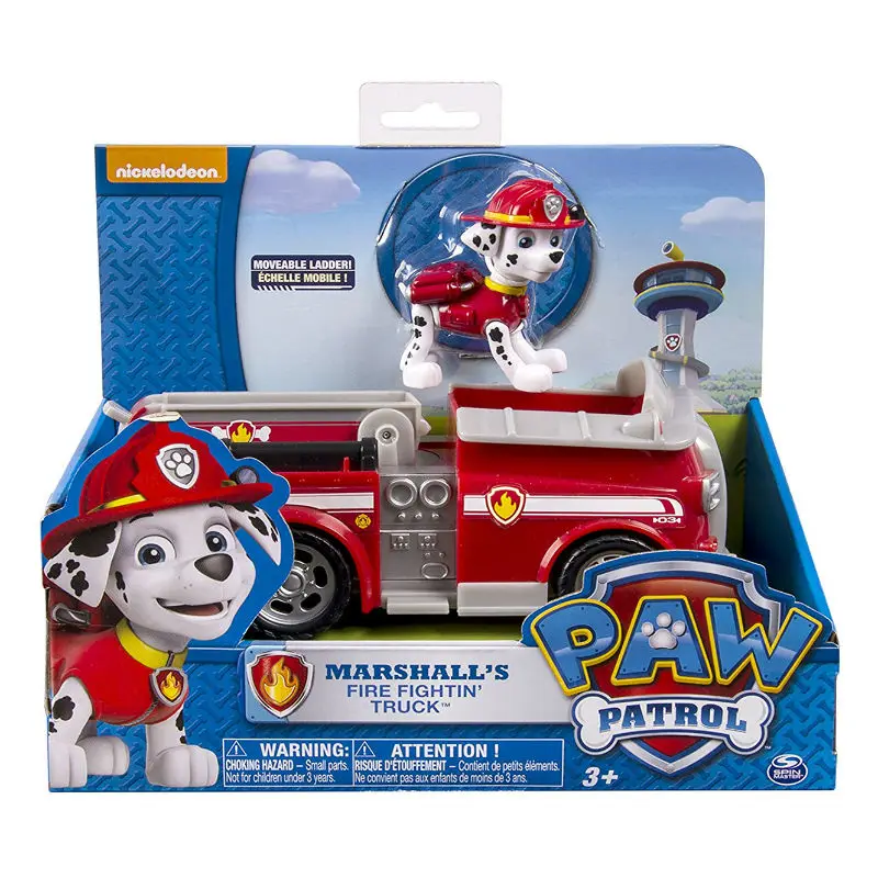 Подлинный Spin Master Paw Patrol спасательные гонщики автомобиль Скай высокий Flyin вертолет Райдер спасательный ATV автомобиль и фигурка детская игрушка - Цвет: marshall with box