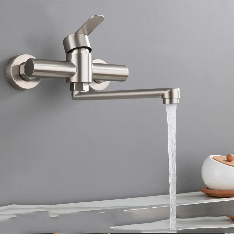 

Yooap 2019 Wall Mounted Bath Basin Faucet, 360 Degree Aerator Folding Water Bubbler Wash Hot Cold Mixer Tap for Kitchen Bathroom