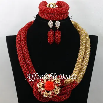 

New Beads For African Wedding Hot Sale Nigerian Bridal Jewelry Set Latest Style Wholesale NCD223