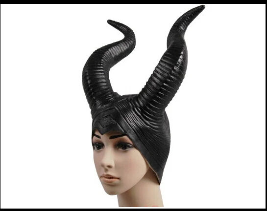 Модный костюм из натурального латекса maleficent horns для взрослых женщин для вечеринки на Хэллоуин jolie головной убор для косплея hat - Цвет: Черный