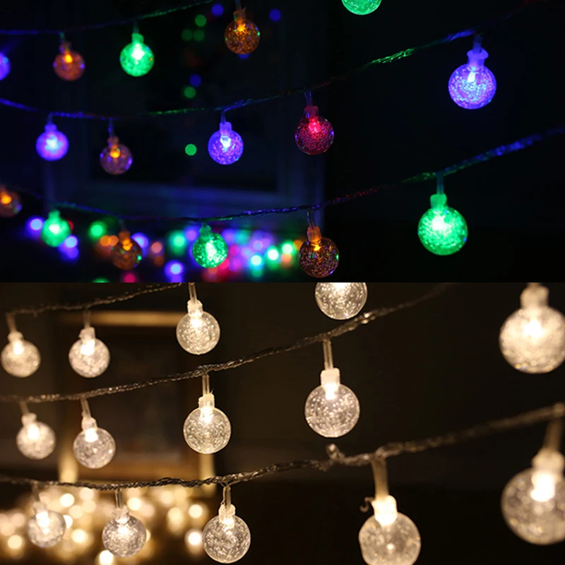 Crystal Bubble Ball Led String Lights 1M/2M 10/20led Waterproof Holiday Christmas Wedding Party Outdoor Fairy Light Lamp