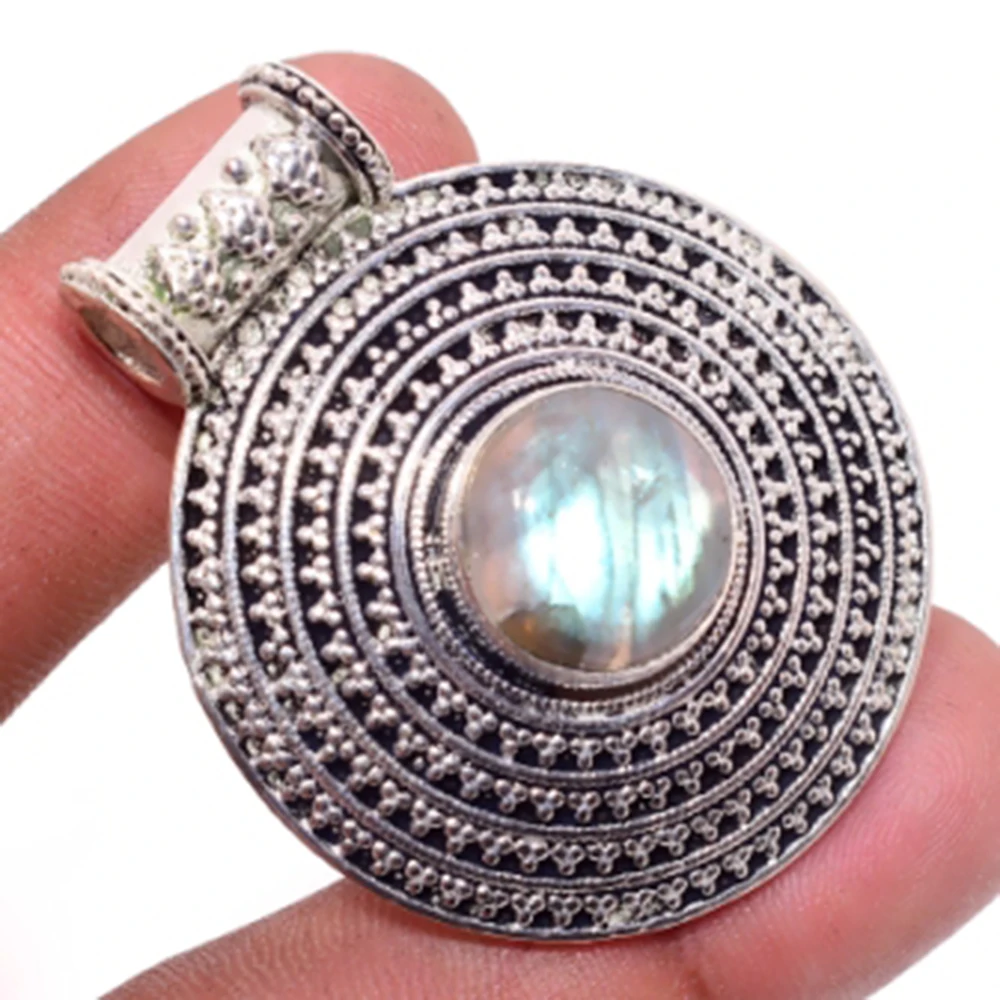 

Labradorite Pendant Silver Overlay over Copper, 46 mm , P6067