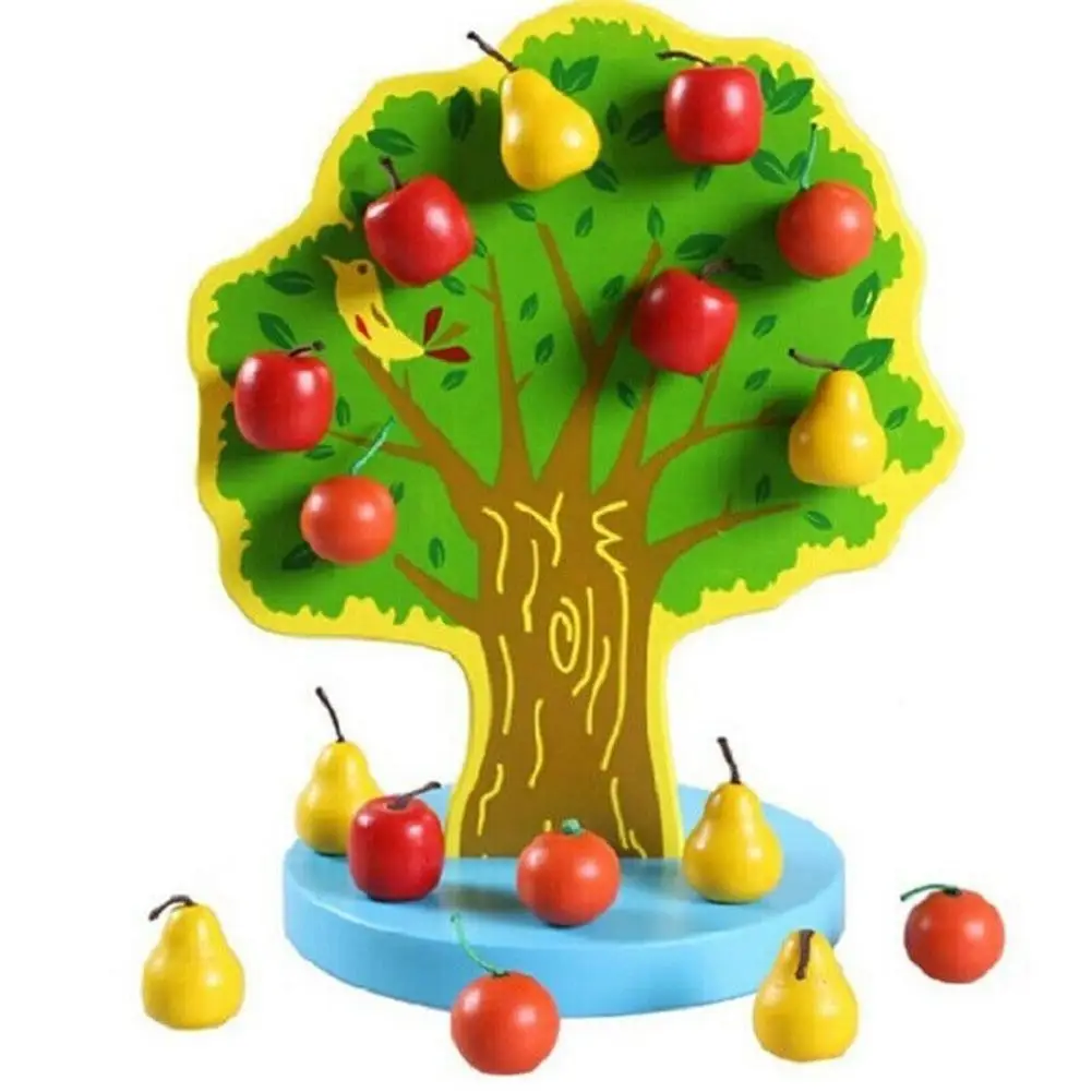 Новые деревянные магнитные яблока фруктовое Дерево DIY строительные блоки Комплект Дети Монтессори обучающая игрушка для детей подарок на