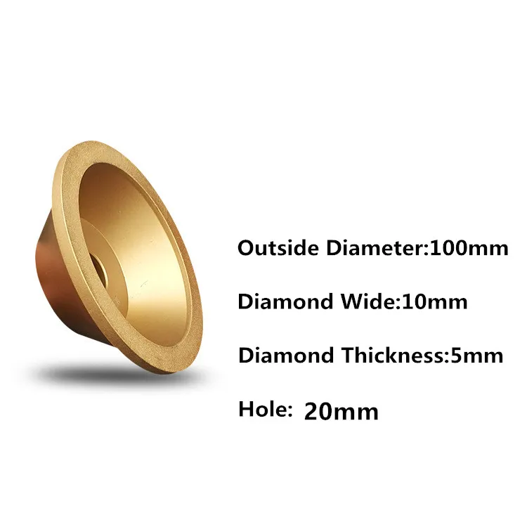 100mm Brazed Gold Diamond Cup Diamond Grinding Wheel Grit 60-400 Tool Cutter Grinder