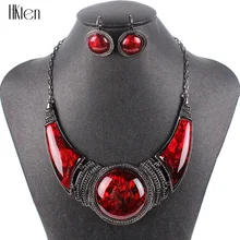 Joyería de Moda Marca Establece Gunmetal Plateó Geomática Diseño MS20684 Multicolor/Verde/Roja Collar de Alta Calidad Libre Del Envío