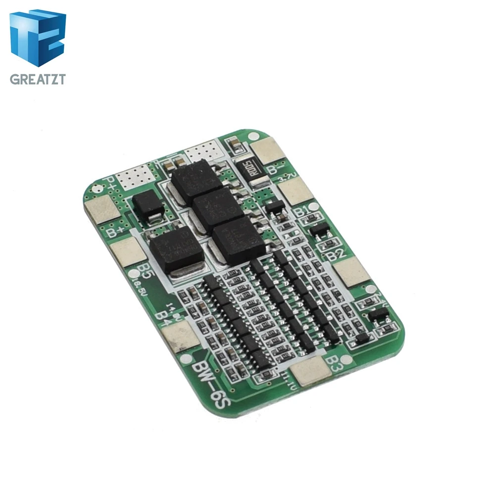 

GREATZT 6S 15A 24V PCB BMS Protection Board For 6 Pack 18650 Li-ion Lithium Battery Cell Module New Arrival