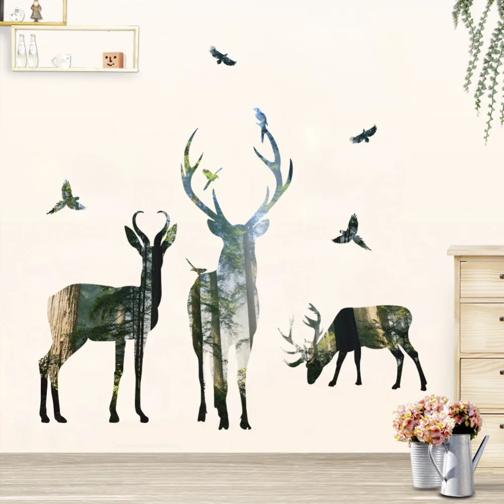 3D Elk Deer Door Wall Fridge Sticker Decal Self Adhesive Kid/'s Home Decor