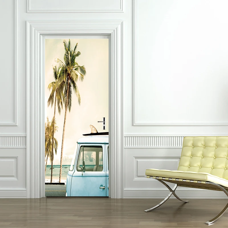 

Hot sales Coconut tree Car Door Stickers Mural PVC Self-adhesive Waterproof Modern Bedroom WallPaper Living Room Decoration