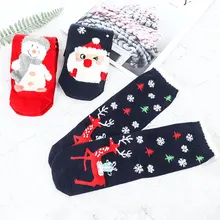 Хлопковые рождественские носки для женщин и мужчин; Новинка года; сезон осень-зима; новогодние носки с изображением Санта-Клауса и рождественской елки с изображением снежного лося