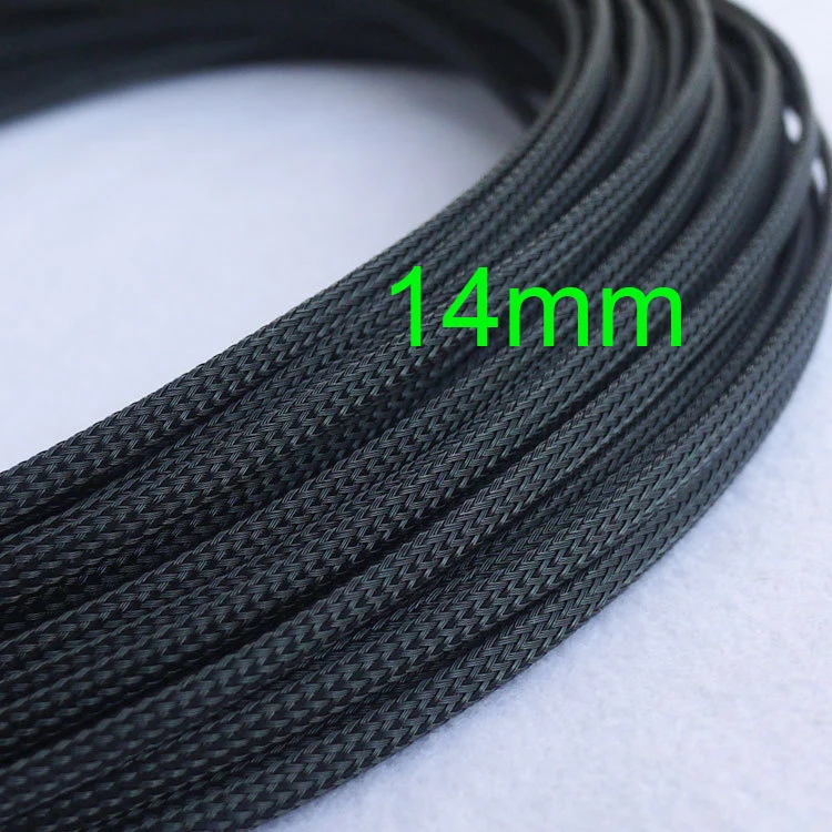 

14mm width PET Material weaving flexible nylon net wire cable protection sleeves