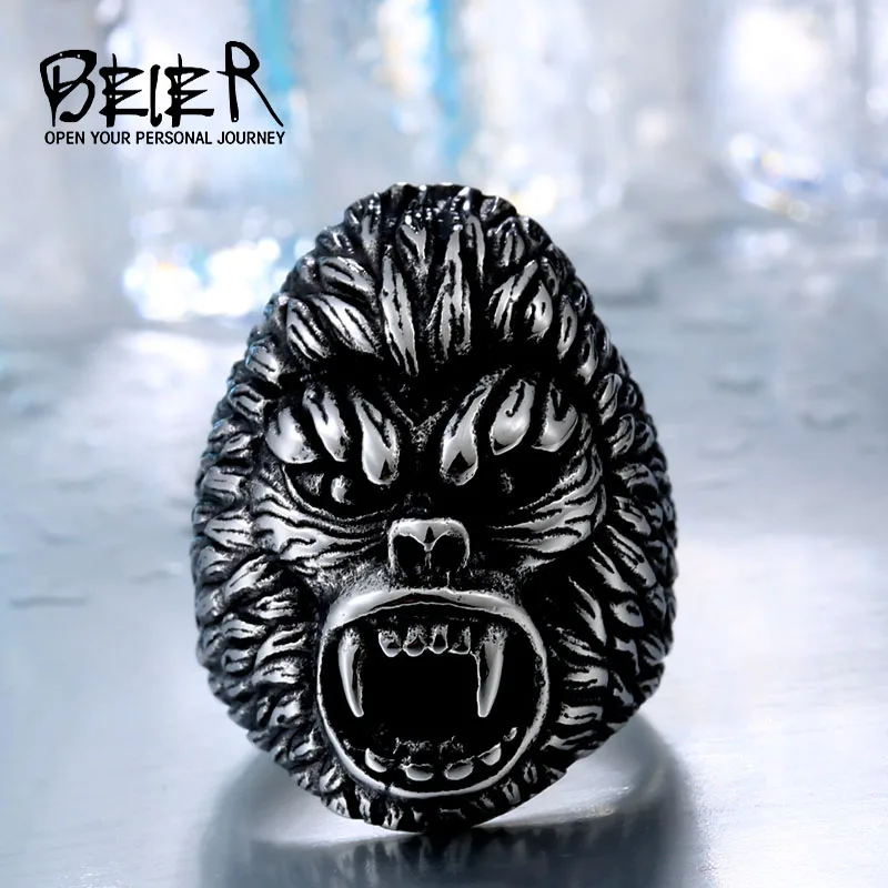BEIER 2017 cool skull Fashion Jewelry New Design Monkey King titanium steel Animal ring BR8 456|animal ring|designer ringfashion rings |