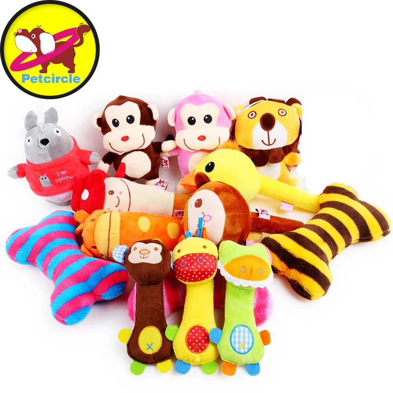 2017 petcircle new arrivals pet dog cat toys multicolor plush dog squeak toy for chihuahua pet