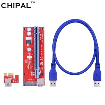 

CHIPAL 100pcs Standard VER007S 60CM PCIE 1X to 16X Extender PCI-E Riser Card with 15Pin SATA Power Interface + USB 3.0 Cable