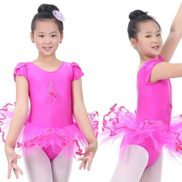 Летнее балетное платье с короткими рукавами для девочек, детская балетная пачка, Детские балетные костюмы для девочек, танцевальная трико танцевальная одежда