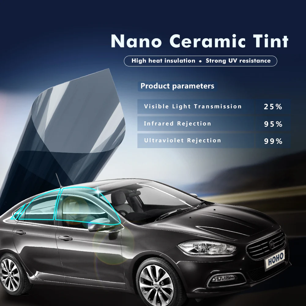 

20"x60" (0.5x1.52m) Black Color Nano Ceramic Tint Window Solar Film 25% VLT