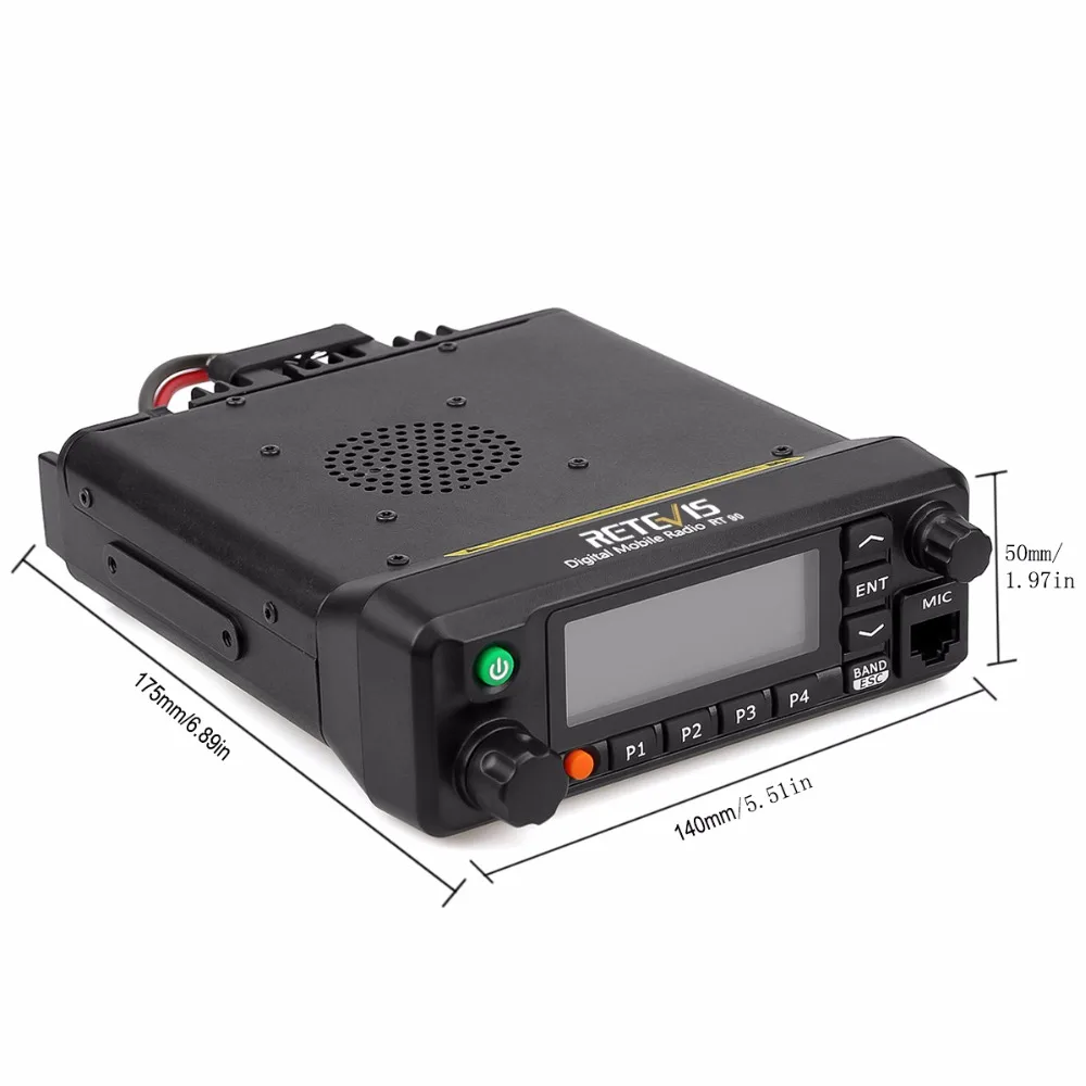 Retevis RT90 DMR цифровое мобильное радио gps СВЧ/УВЧ-трансивер двухдиапазонный 50 Вт Мобильная Автомобильная двухсторонняя радиостанция с программным кабелем