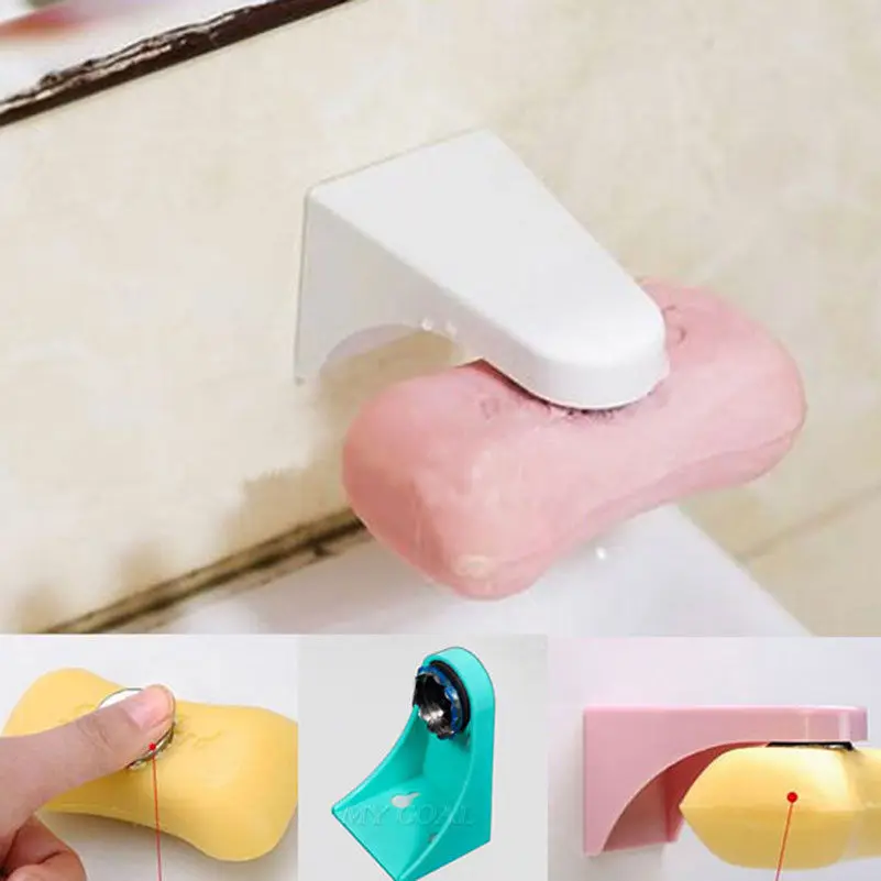 

2018 Household Home Bathroom Magnetic Soap Holder Container Dispenser Wall Attachment Adhesion for Bathroom Soap Accessorie